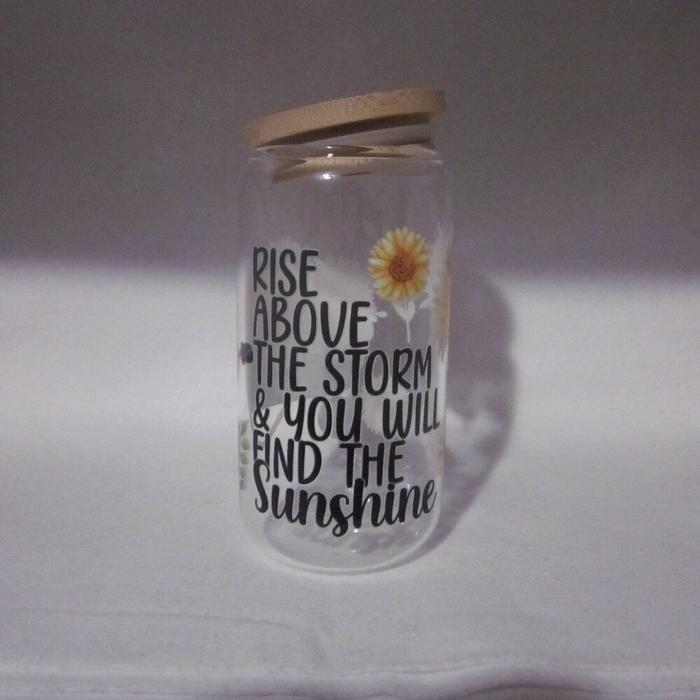 Inspirational Sunflower Glass Can Cup.